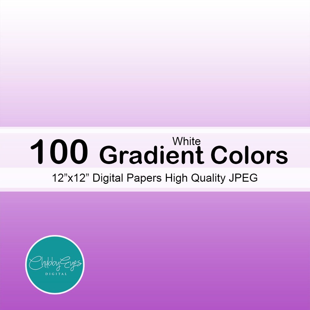 Gradient Filter Paper 100 Gradient Papers, White Gradient Color Digital Papers, Plain Color ...