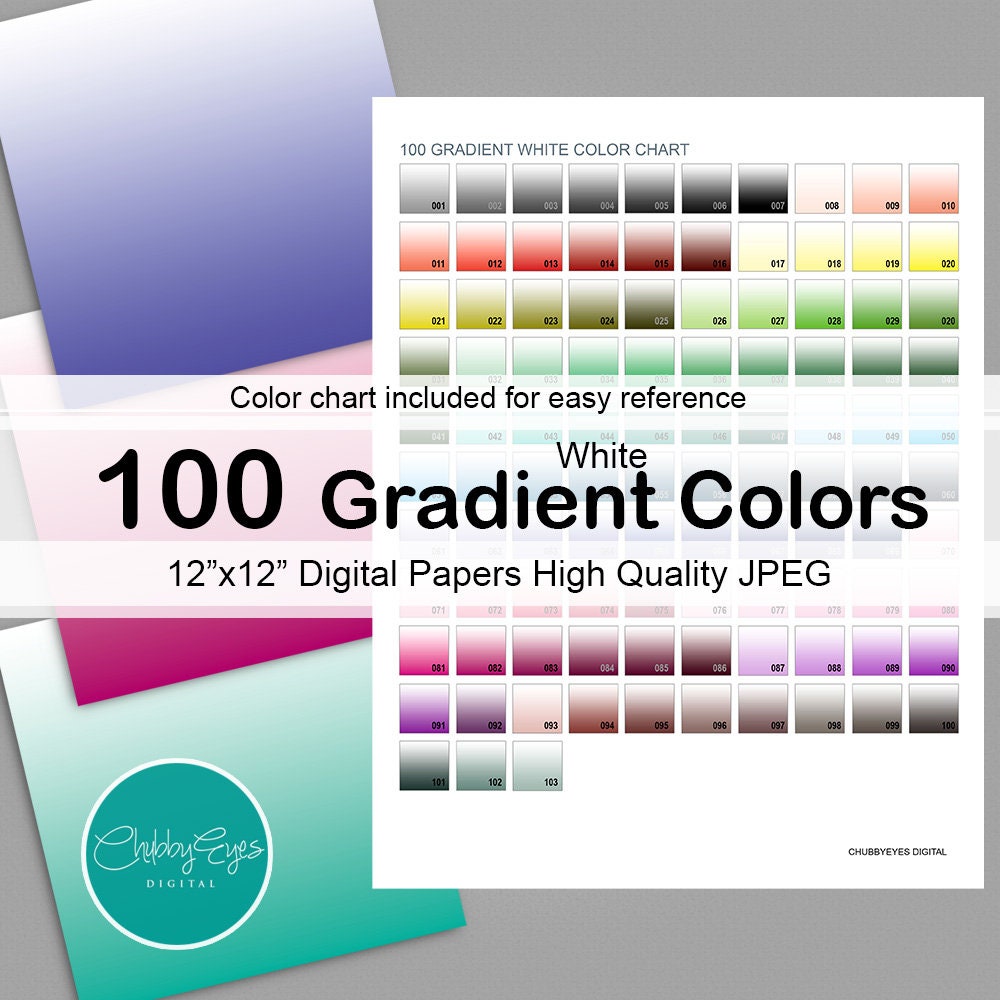 Instant Pay Gradient 100 Gradient Papers, White Gradient Color Digital Papers, Plain Color ...