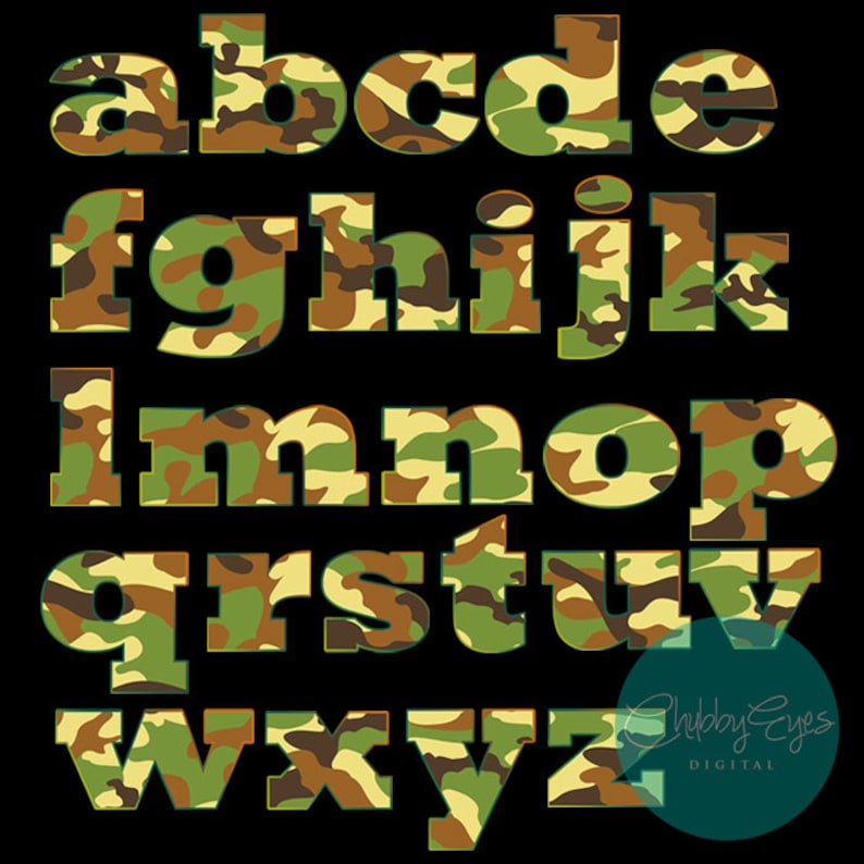 Camo Digital Alphabet Camouflage Pattern Clip Art Letters | Etsy