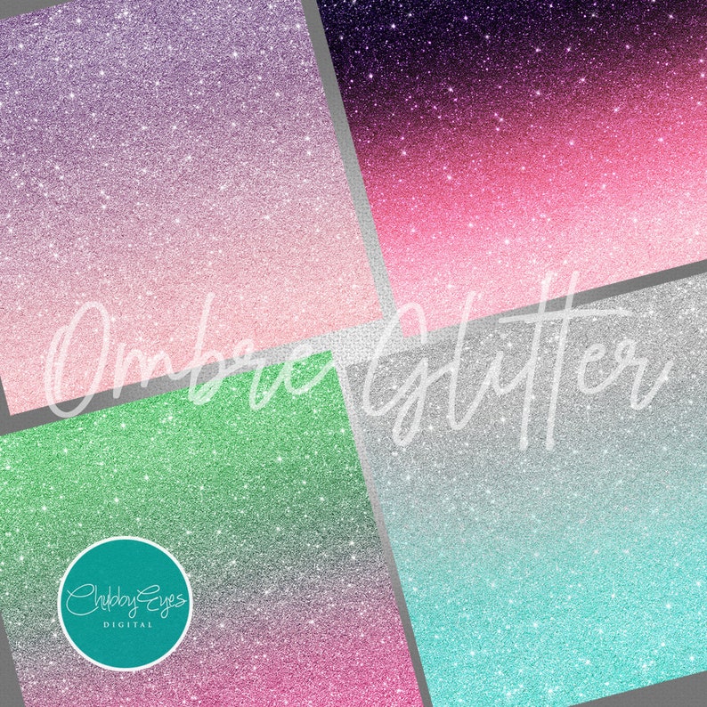 Ombre Glitter Digital Papers, Scrapbook Papers Colorful Glitter Clipart, Instant Download image 5