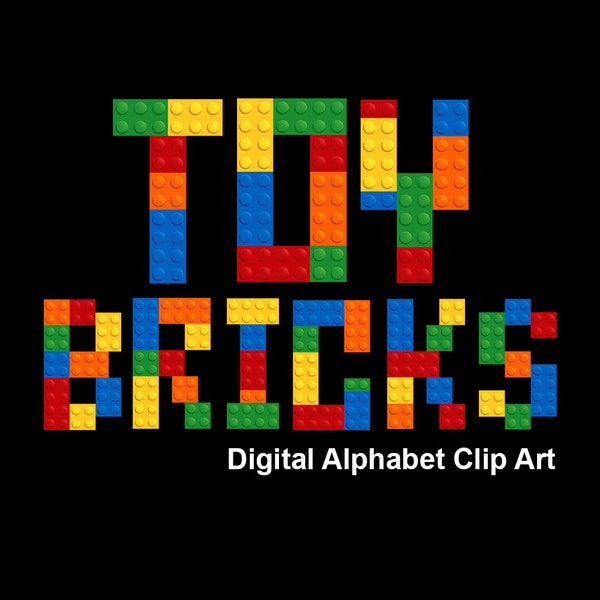 Toy Bricks Alphabet Clip Art, Building Blocks Lettering Clip Art- Digital Instant Download