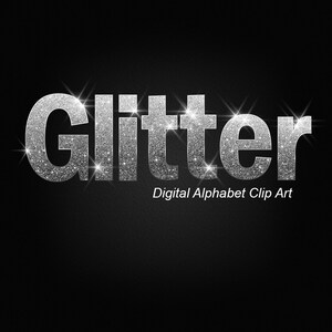 Ombre Silver Glitter Alphabet Clip Art, Glam Clip Art- Digital Instant Download