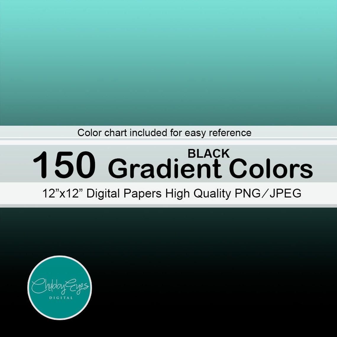 150 Gradient Papers, Black Gradient Color Digital Papers, Color ...