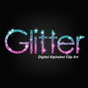 Blue Pink Ombre Glitter Alphabet, PNG Letters, Shinny Glam Clip Art- Digital Instant Download