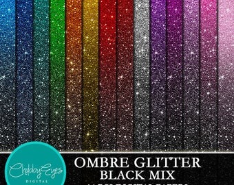 cute homework clipart black and white Black Mix Ombre Glitter Digital Papers, Colorful Color Scrapbook Papers Glitter Clipart Instant Download