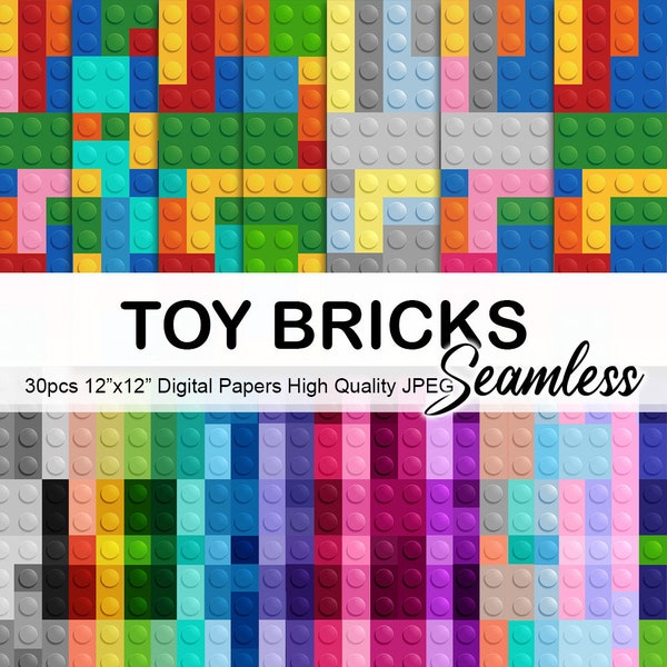 Colorful Toy Bricks Digital Papers, Colorful Building Blocks Background, Scrapbook Papers - Instant Download