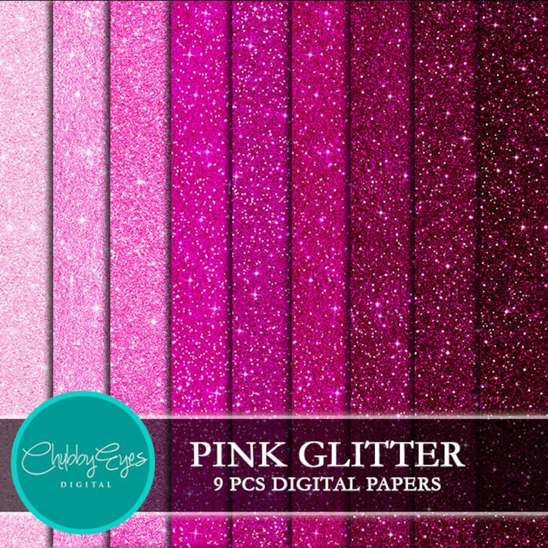 Pink Glitter Digital Papers, Scrapbook Papers Pink Sparkles Clipart Instant Download image 1
