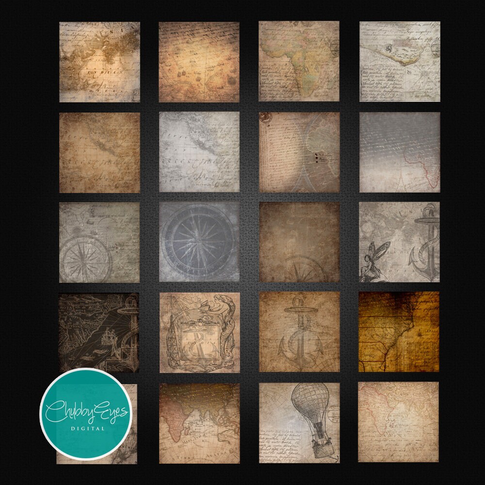 Old Maps and Old Writing Collage Papers, Printable Vintage Junk Journal ...