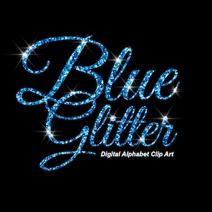 Clip Art del alfabeto de brillo azul, clip art de letras de brillo grueso- Descarga instantánea digital