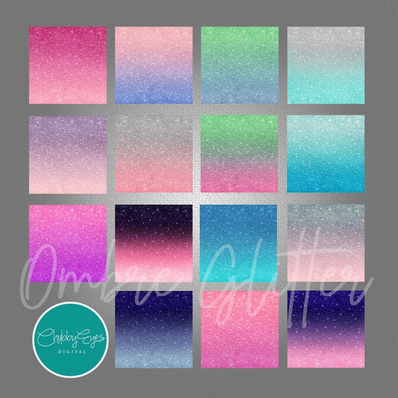 Ombre Glitter Digital Papers, Scrapbook Papers Colorful Glitter Clipart, Instant Download image 7