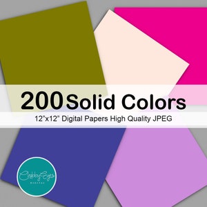 200 Solid Color Digital papers, Plain Color Background Instant Download image 2