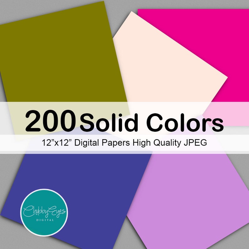 200 Solid Color Digital papers, Plain Color Background Instant Download image 2