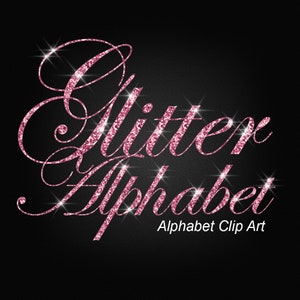 Or rose grosses paillettes alphabet clipart, clipart paillettes, police numérique Sparkle - téléchargement immédiat