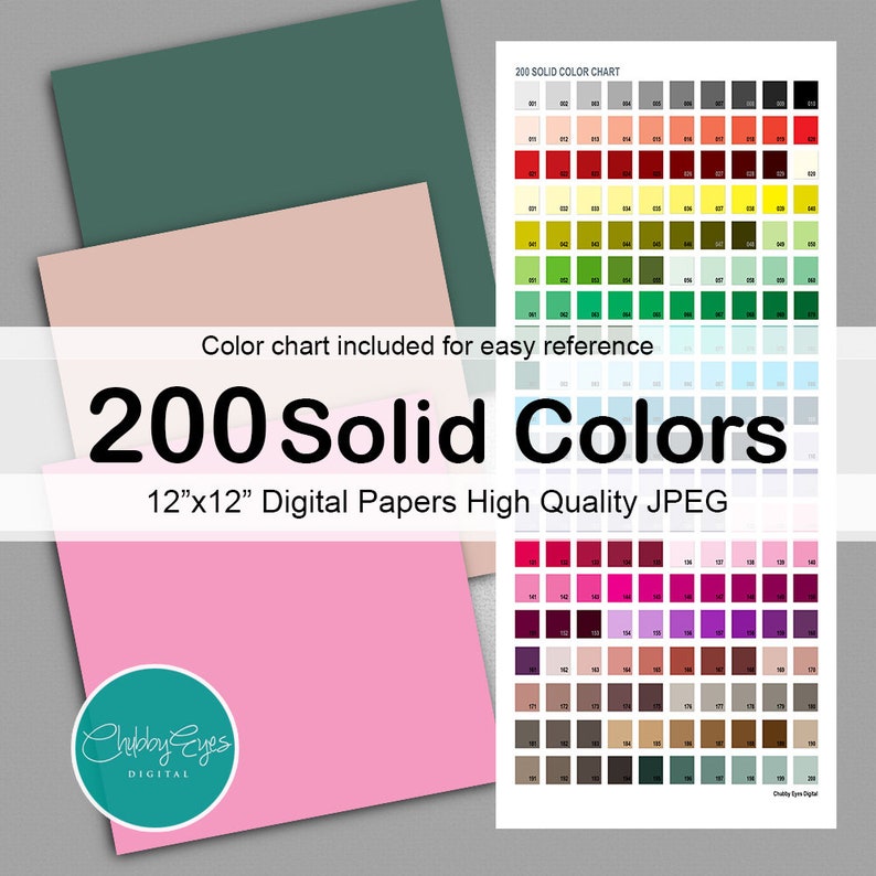 200 Solid Color Digital Papers, Plain Color Background - Instant ...