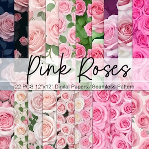 Rosa Rosen Musterdesign Digitale Papiere, rosa Rosen Hintergrund, digitale Papiere - zum sofortigen Download