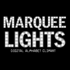 Letreiro Luzes Alfabeto, Prata Vintage Caixa de Luz Lettering Clip Art - Download Digital Instantâneo