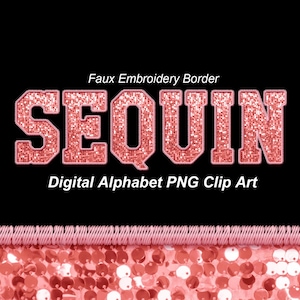 Orange Pailletten Varsity Alphabet Clip Art, Faux Stickerei Bordüre, Sport College PNG Buchstaben - Digitaler Sofort Download