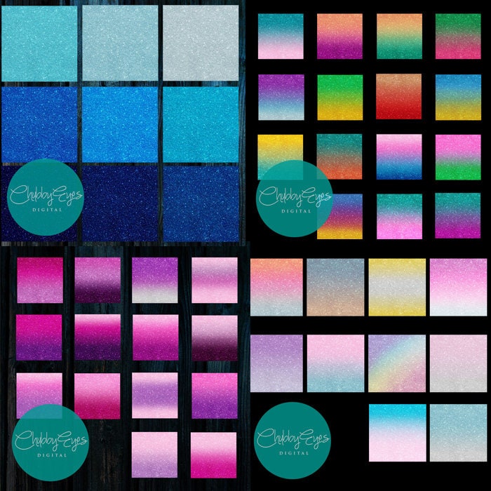 Glitter Digital Papers Bundle Pack, Ombre Glitter, Rainbow Color ...