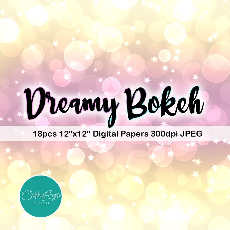 Bokeh Digital Papers, Star Bokeh Overlays, Instant Download Scrapbook Papers Pastel Colorful Background Clipart image 3