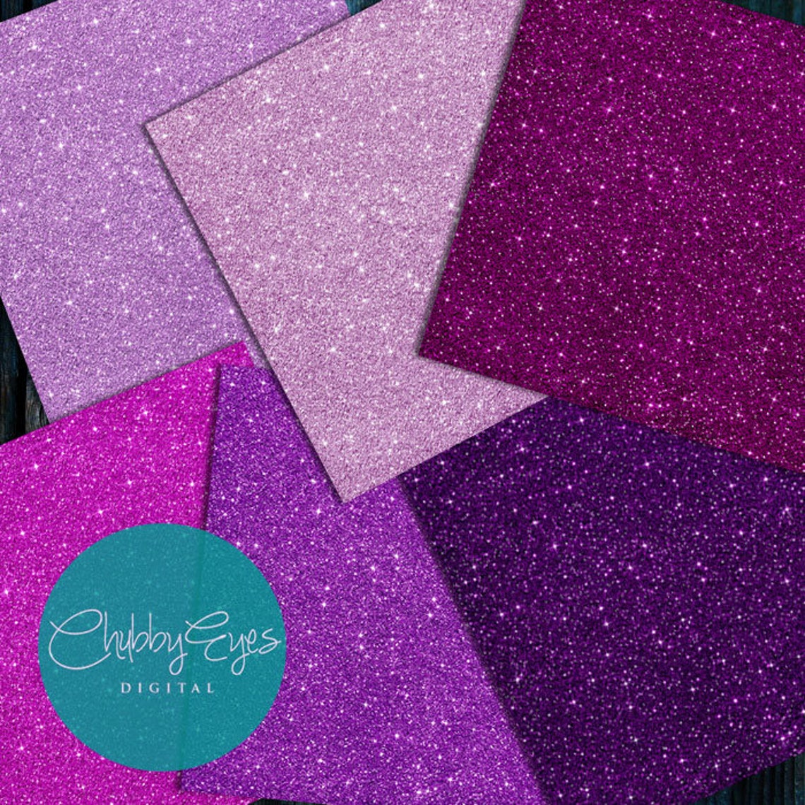 Purple Glitter Digital Papers Scrapbook Papers Purple Etsy