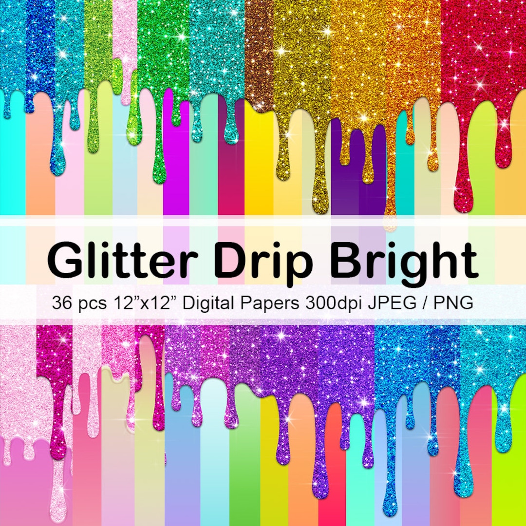 Bright Glitter Drip Digital Papers, Ombre Bright Gradient Background ...