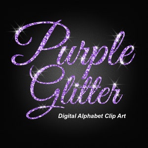 Clip Art do alfabeto com glitter roxo, Clip Art com letras lilás - Download instantâneo digital