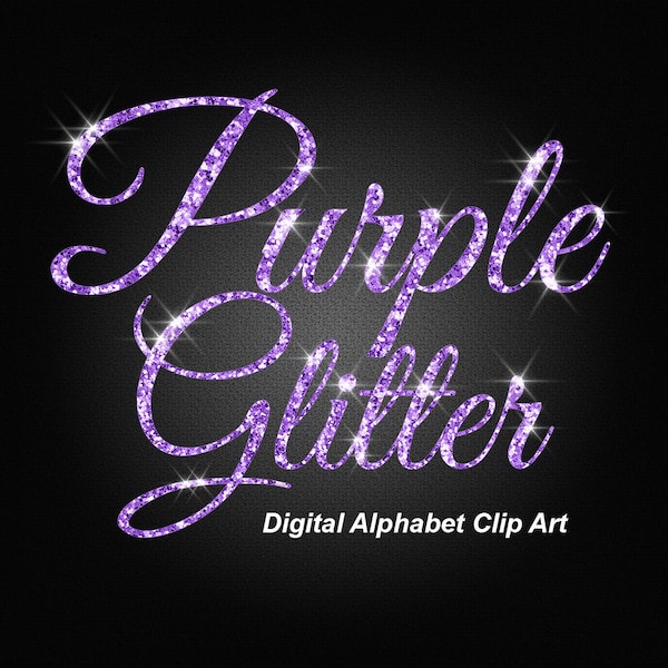 Purple Glitter Alphabet Clip Art, Lilac Lettering Clip Art- Digital Instant Download