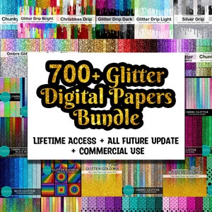 Glitter Digital Papers Bundle Pack, Ombre Glitter, Rainbow Color, Digital Scrapbook Papers, Instant Download