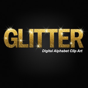 Ombre Gold Glitter Alphabet Clip Art, Glam Clip Art Digital Instant