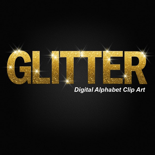 Ombre Gold Glitter Alphabet Clip Art, Glam Clip Art - Sofort Download Digital