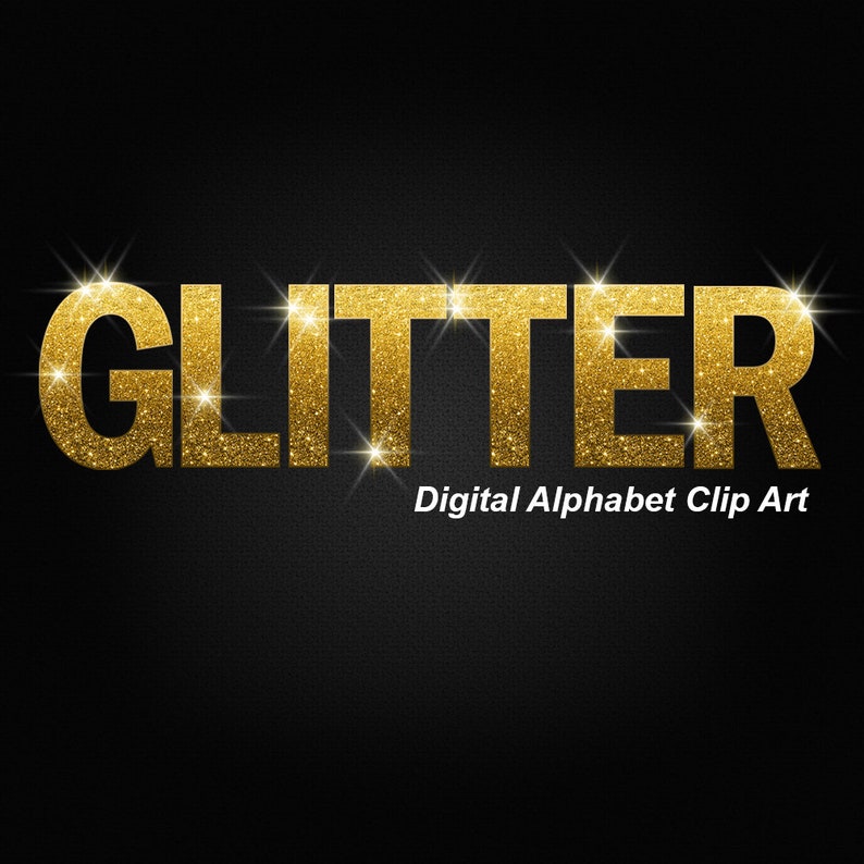 Ombre Gold Glitter Alphabet Clip Art, Glam Clip Art- Digital Instant ...