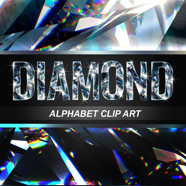 Diamond Alphabet Clip Art Dark, Numbers and Punctuation Clip Art Font - Digital Instant Download