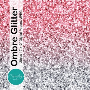 Silver Ombre Chunky Glitter Digital Papers Scrapbook Papers - Etsy