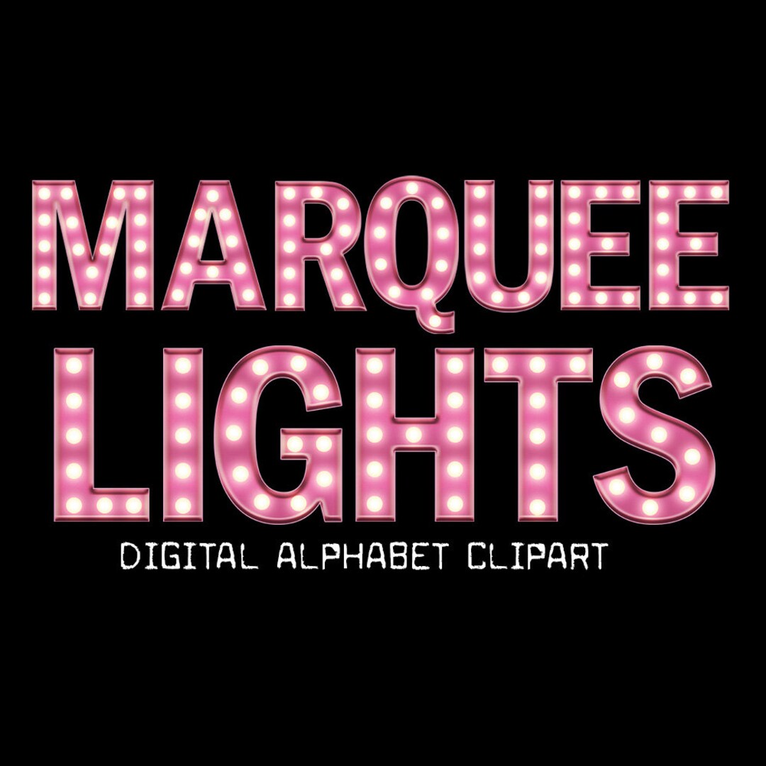 Pink Marquee Lights Alphabet, Vintage Light Box Lettering Clip Art ...
