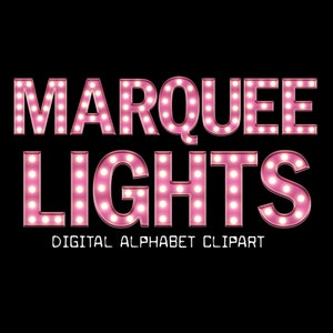 Alphabet rose chapiteau lumières, caisson lumineux vintage lettrage Clip Art-téléchargement numérique immédiat