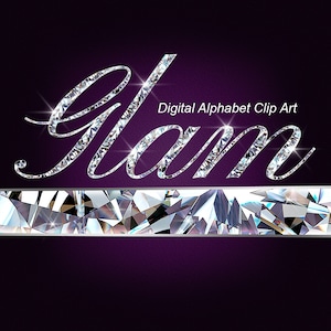Silver Diamond Alphabet Clip Art, Digital Alphabet - Instant Download