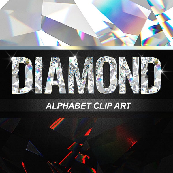 Diamond Alphabet Clip Art, Numbers and Punctuation ClipArt images - Digital Instant Download