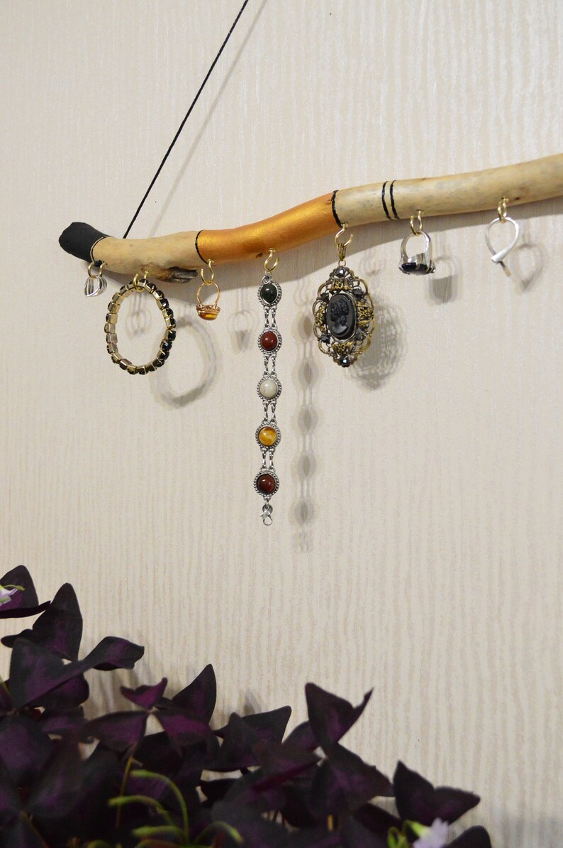 Driftwood jewelry holder boho jewelry organizer wall hanging Etsy