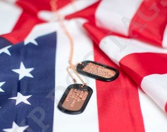 Original Copper US Dog Tags - Army Military Milspec Stamps/Marks - Customized Personalized - Gift for him her