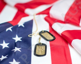 Original Gold US Dog Tags - Army Military Milspec Stamps/Marks - Customized Personalized - Gift for him her