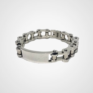identification heavy bracelet for men in the style of a bicycle chain, marking on request, laser marking, personalized gift for men.