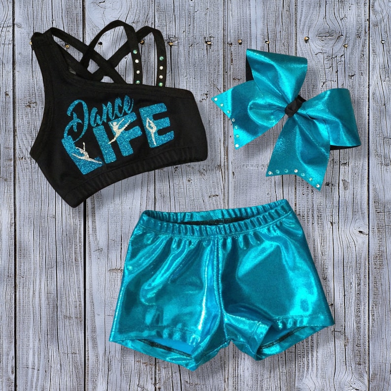 Girls Dancewear, Kids Dancewear, Girls Dance Set, Girls Dance Outfit, Dancewear, Dance Outfit, Dance Shorts, Dance Top, Activewear image 1