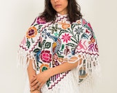 Mexican Shawl Handmade crochet Poncho easy-to-wear Camping birthday Spring Handmade Poncho Rectangular shawl Floral cape