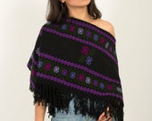 Mexican cape for women Knit sweater cape boho overcoat Hand Embroidered Cape Pullover cardigan poncho for woman