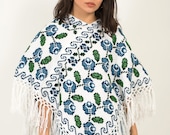 Floral Cape Hand Woven Shawl Hand Embroidered Poncho Sustainable clothing brand Floral Vintage Shawl Floral Poncho