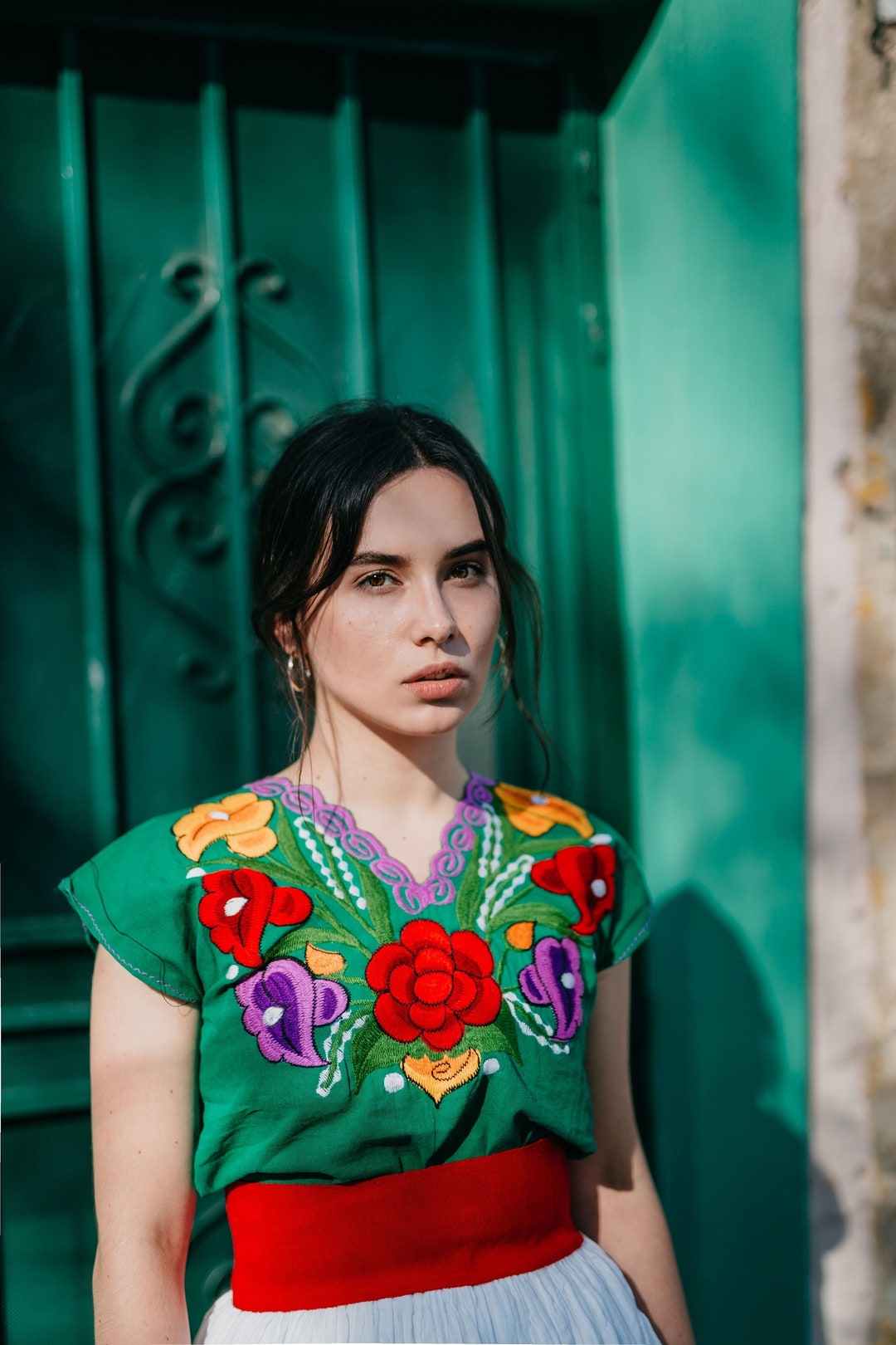 Mexican Floral Blouse, Colorful Mexican Clothing, Mexican Embroidery