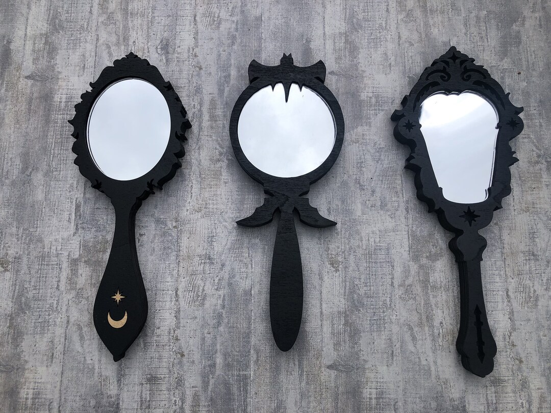 Set of 3 Wooden Gothic Hand Mirror Gotic Room Wall Mirror - Etsy
