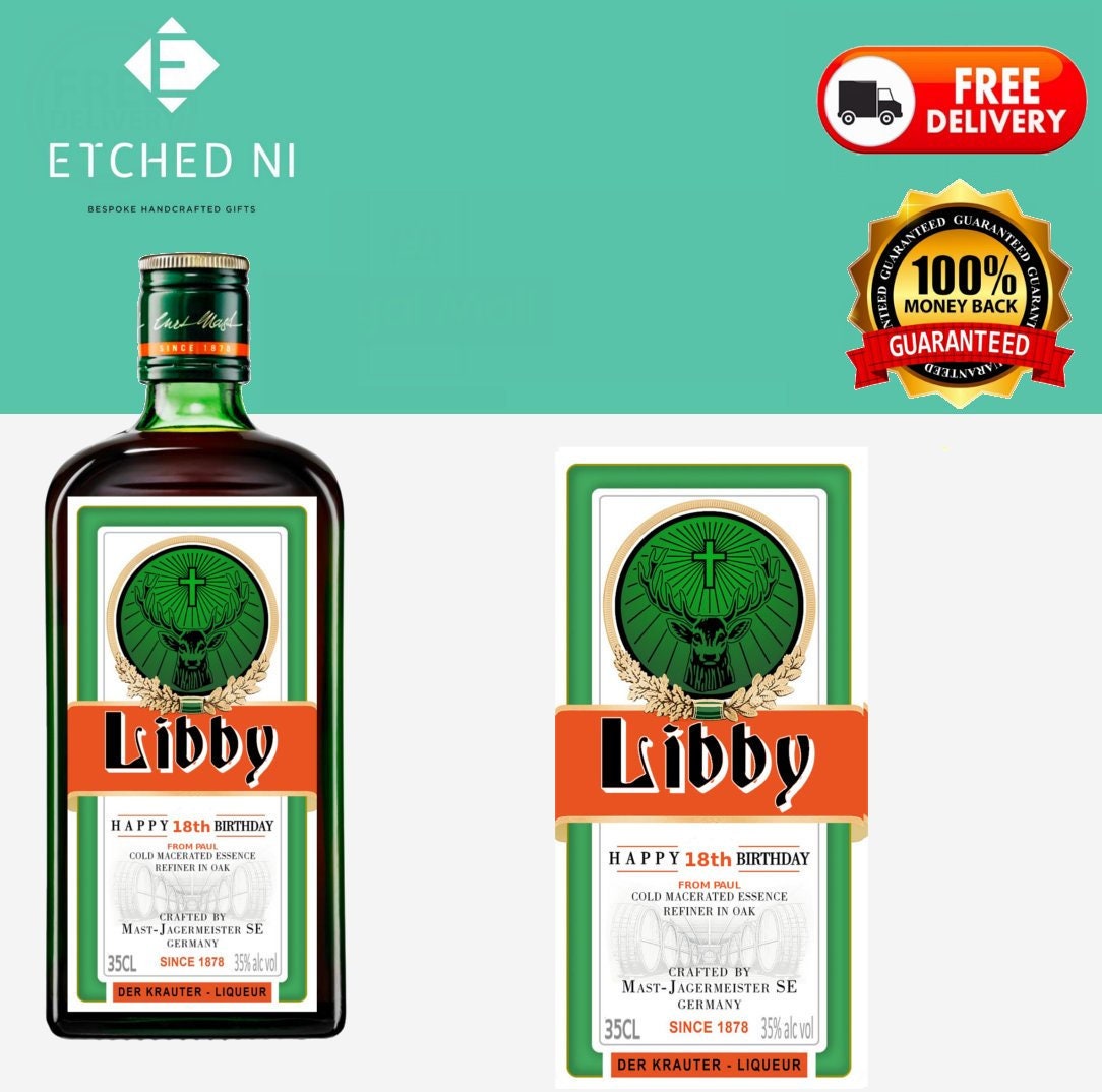 Personalised 35cl Jagermeister Label Free Postage Etsy