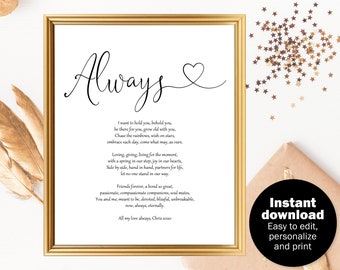 Gift For Her Gift For Him Wedding Anniversary Gift Poem Etsy