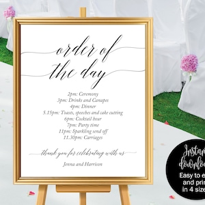 Wedding Order Of Events Template, Wedding Order Of The Day Sign Printable, Order Of The Day Wedding Sign, Wedding Order Of Service Sign